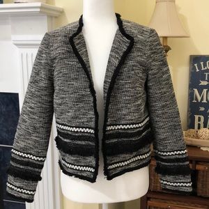 H&M Black White Structured Blazer Jacket USA 8